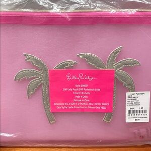 Lilly Pulitzer Pink Jelly Palm Tree Pouch with Silver Accents